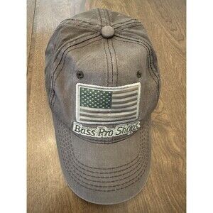 Bass Pro Shop Cap Strapback American Flag Patch Camo Gray Adjustable Fishing